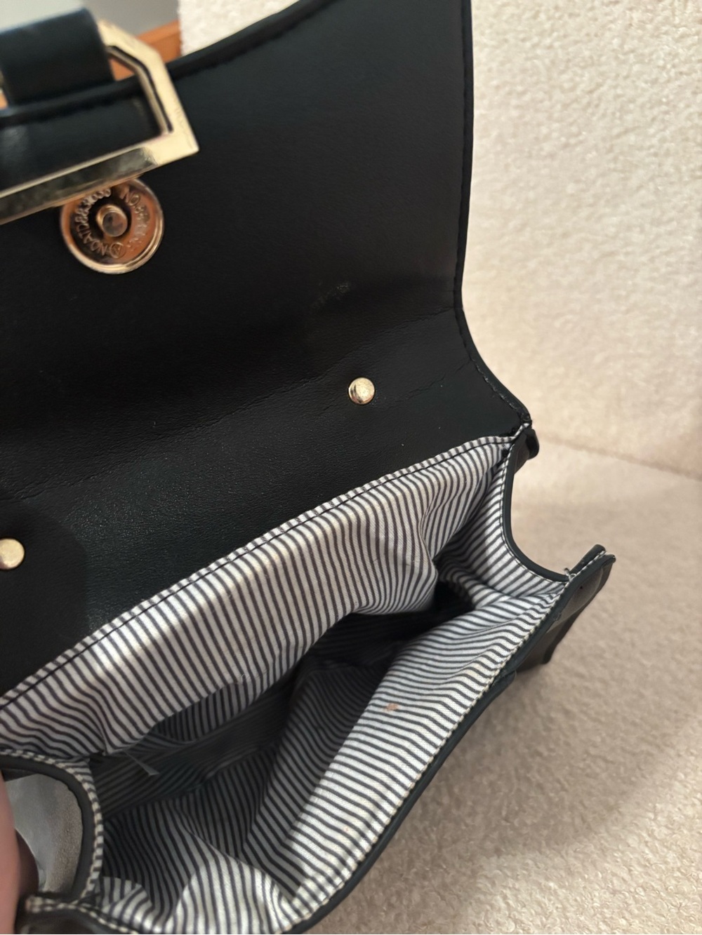 Black Women's Mini Handbag with Gold Accent - Picture 3 of 3